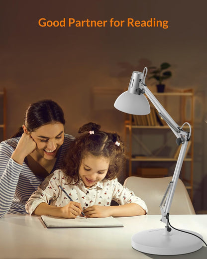 Metal Adjustable Desk Lamp with Clamp, Swing Arm for Home Office