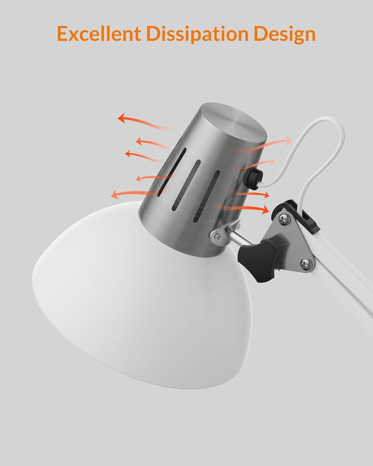 Metal Adjustable Desk Lamp with Clamp, Swing Arm for Home Office