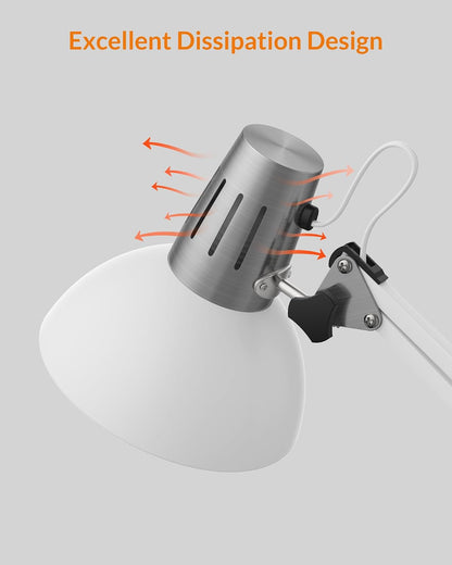 Metal Adjustable Desk Lamp with Clamp, Swing Arm for Home Office