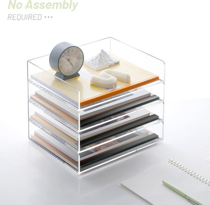 Acrylic Desk Organize with Drawer, Stackable File Organizer, 2-Tier