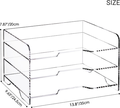 Acrylic Desk Organize with Drawer, Stackable File Organizer, 2-Tier