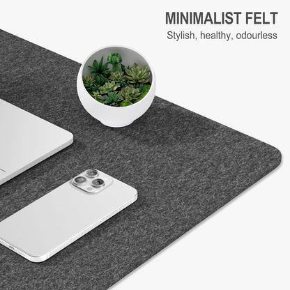 Felt Desk Mat, Minimalist Large Mouse Pad XL 31.5 x 11.8 in, Desk Matt for Desktop, Keyboard, Laptop, Computer, Office, Work from Home, Gaming, Gray