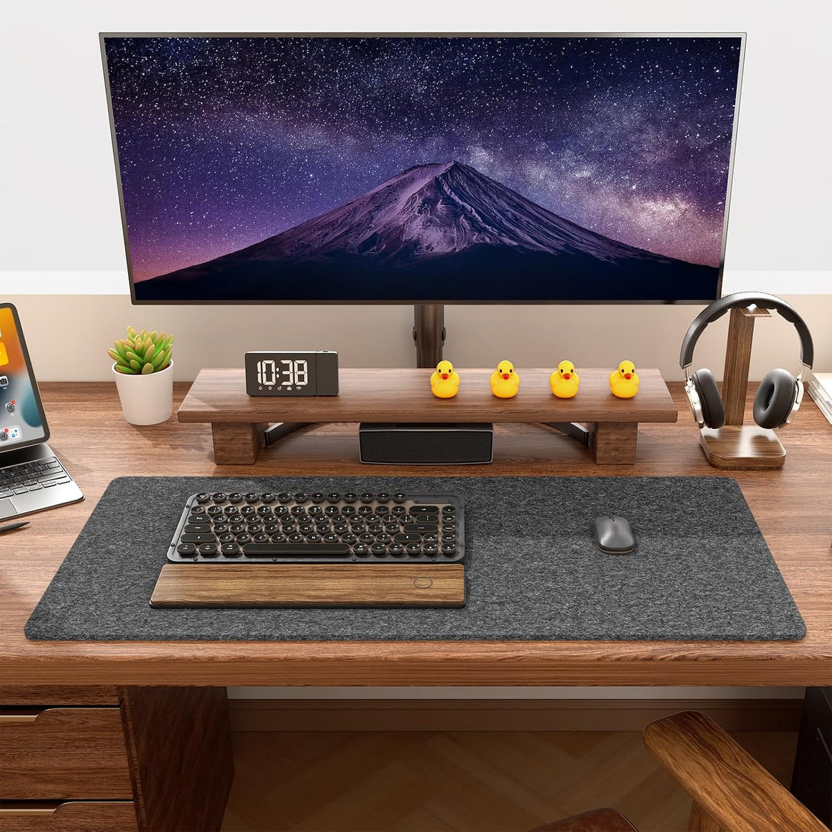Felt Desk Mat, Minimalist Large Mouse Pad XL 31.5 x 11.8 in, Desk Matt for Desktop, Keyboard, Laptop, Computer, Office, Work from Home, Gaming, Gray