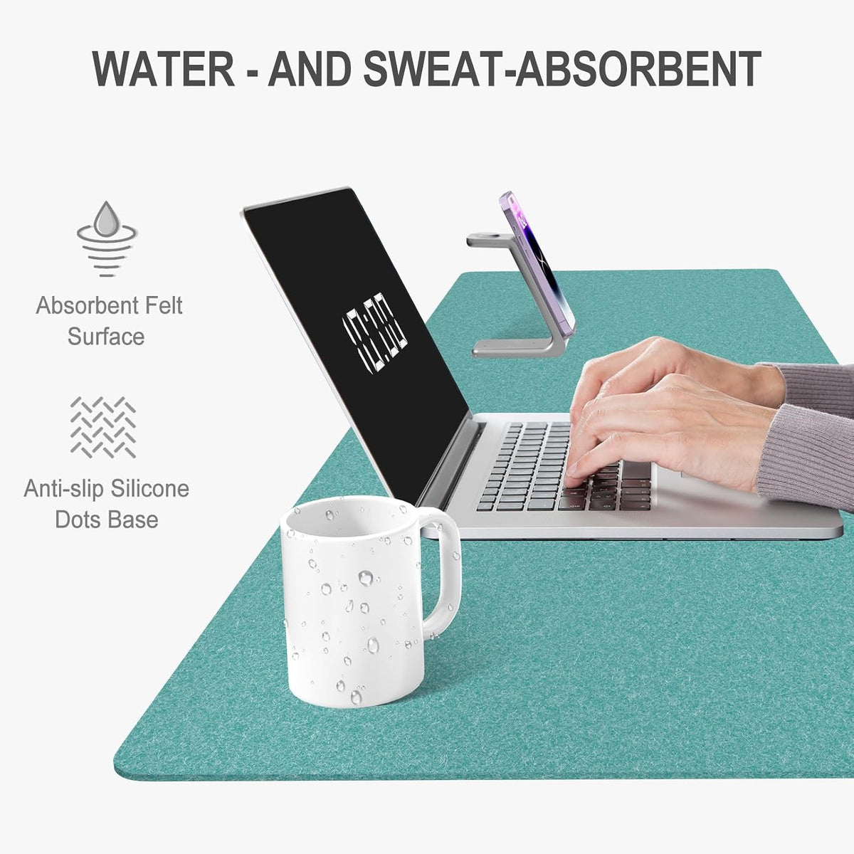 Felt Desk Mat, Minimalist Large Mouse Pad XL 31.5 x 11.8 in, Desk Matt for Desktop, Keyboard, Laptop, Computer, Office, Work from Home, Gaming, Gray