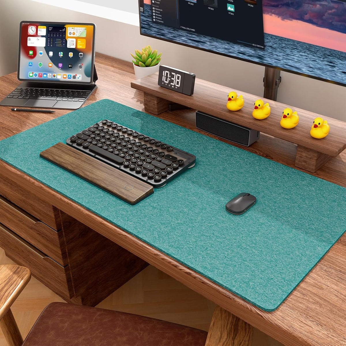 Felt Desk Mat, Minimalist Large Mouse Pad XL 31.5 x 11.8 in, Desk Matt for Desktop, Keyboard, Laptop, Computer, Office, Work from Home, Gaming, Gray