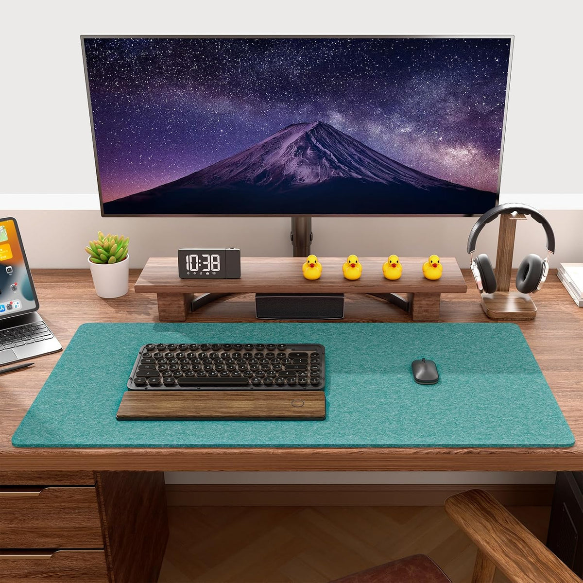 Felt Desk Mat, Minimalist Large Mouse Pad XL 31.5 x 11.8 in, Desk Matt for Desktop, Keyboard, Laptop, Computer, Office, Work from Home, Gaming, Gray