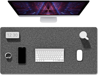 Felt Desk Mat, Minimalist Large Mouse Pad XL 31.5 x 11.8 in, Desk Matt for Desktop, Keyboard, Laptop, Computer, Office, Work from Home, Gaming, Gray