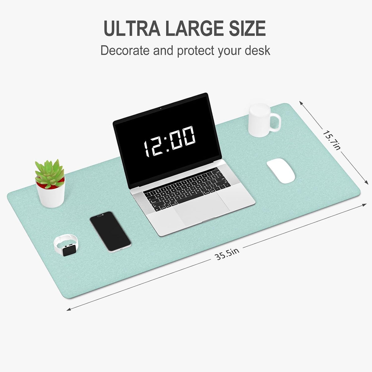 Felt Desk Mat, Minimalist Large Mouse Pad XL 31.5 x 11.8 in, Desk Matt for Desktop, Keyboard, Laptop, Computer, Office, Work from Home, Gaming, Gray
