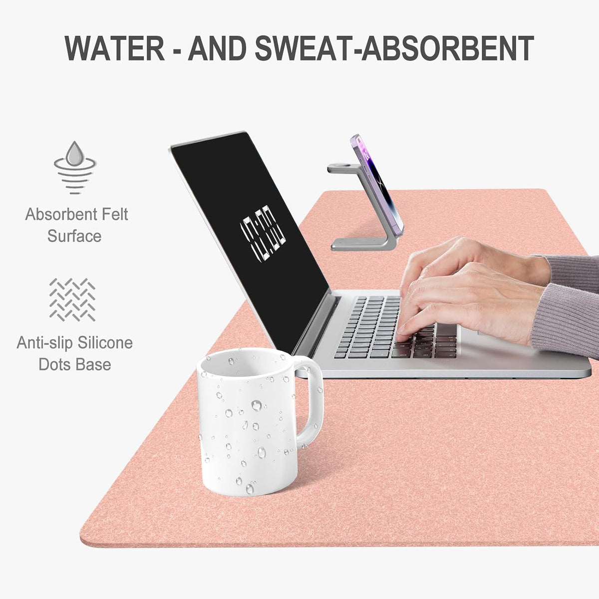 Felt Desk Mat, Minimalist Large Mouse Pad XL 31.5 x 11.8 in, Desk Matt for Desktop, Keyboard, Laptop, Computer, Office, Work from Home, Gaming, Gray
