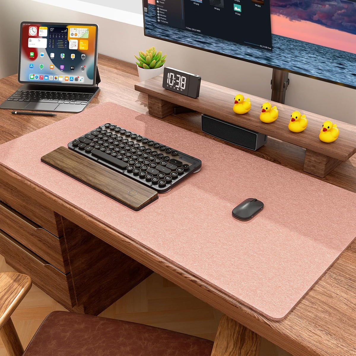 Felt Desk Mat, Minimalist Large Mouse Pad XL 31.5 x 11.8 in, Desk Matt for Desktop, Keyboard, Laptop, Computer, Office, Work from Home, Gaming, Gray