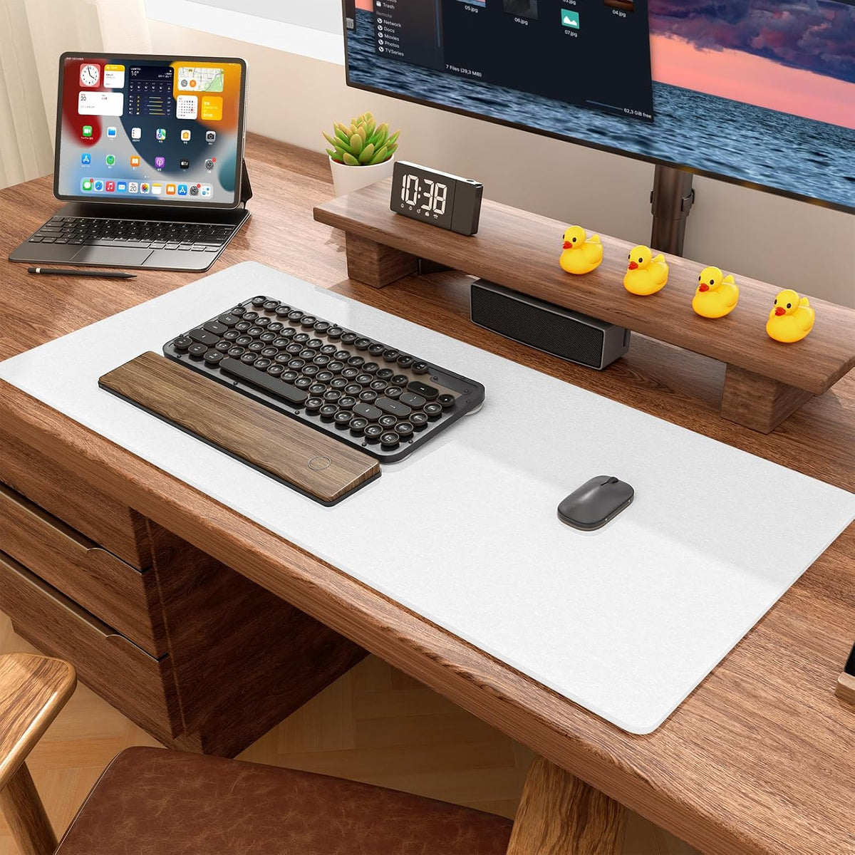 Felt Desk Mat, Minimalist Large Mouse Pad XL 31.5 x 11.8 in, Desk Matt for Desktop, Keyboard, Laptop, Computer, Office, Work from Home, Gaming, Gray