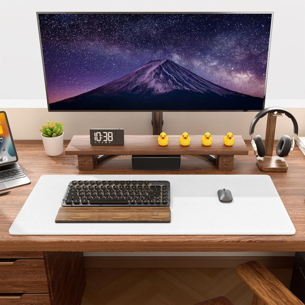 Felt Desk Mat, Minimalist Large Mouse Pad XL 31.5 x 11.8 in, Desk Matt for Desktop, Keyboard, Laptop, Computer, Office, Work from Home, Gaming, Gray