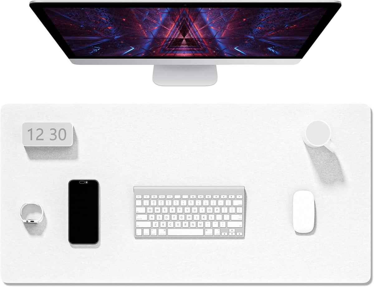 Felt Desk Mat, Minimalist Large Mouse Pad XL 31.5 x 11.8 in, Desk Matt for Desktop, Keyboard, Laptop, Computer, Office, Work from Home, Gaming, Gray