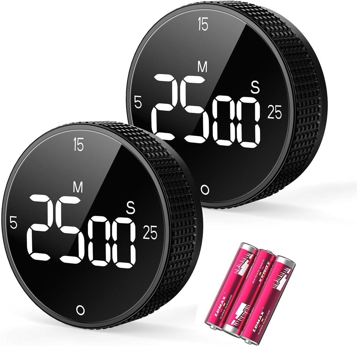 Digital Magnetic Kitchen Timer for Cooking, Large LED Countdown Timer, Rotating Pomodoro Timer, Volume Adjustable, 5/15/25 Min Presets for Kitchen Classroom Grilling Studying