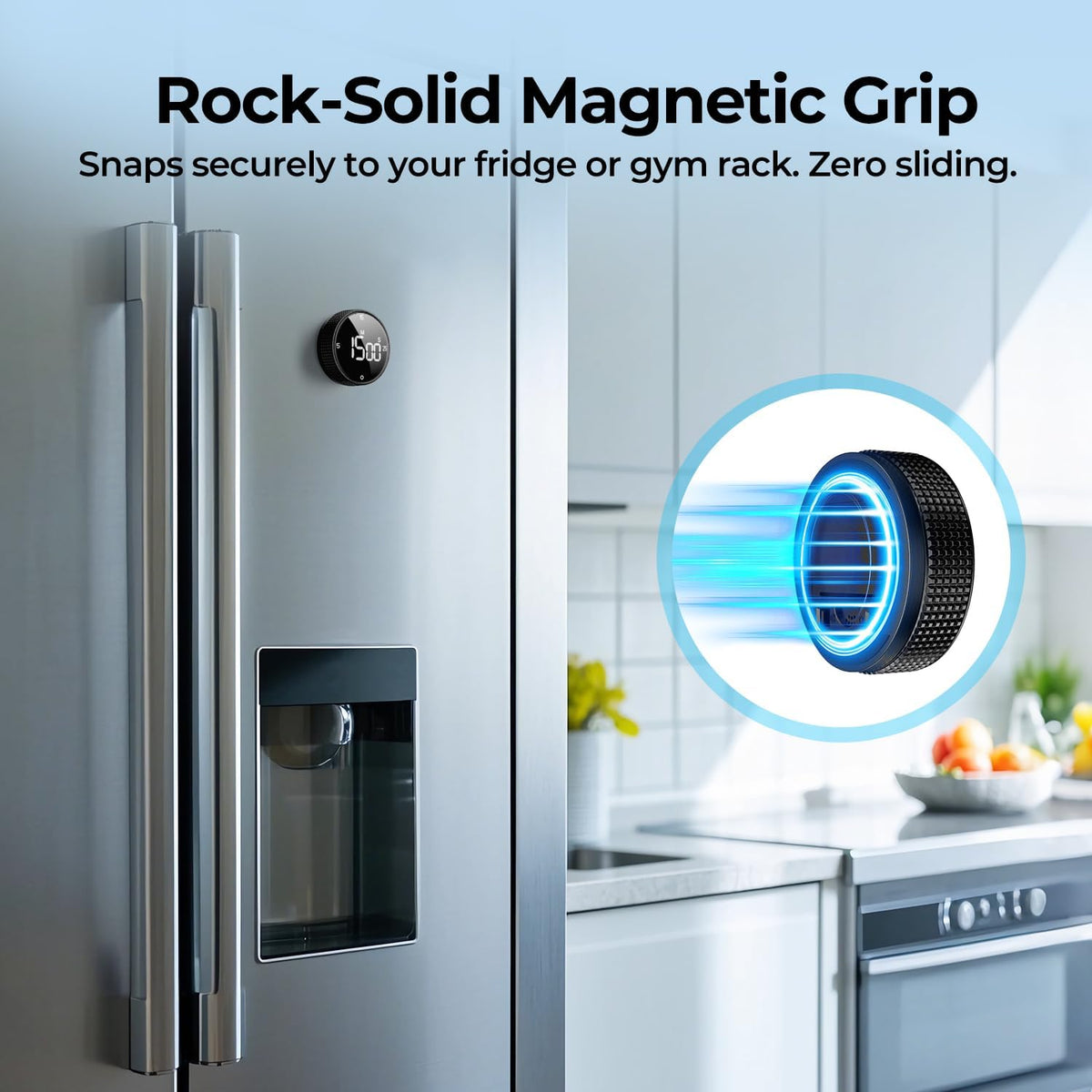 Digital Magnetic Kitchen Timer for Cooking, Large LED Countdown Timer, Rotating Pomodoro Timer, Volume Adjustable, 5/15/25 Min Presets for Kitchen Classroom Grilling Studying