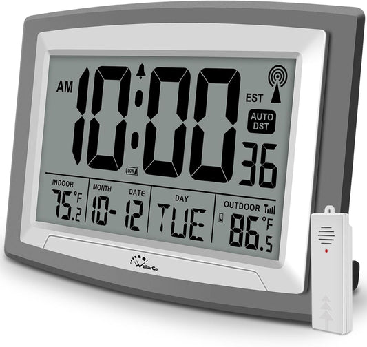 Atomic Clock 12.5 Inch Self-Setting Digital Wall Clock