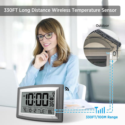 Atomic Clock 12.5 Inch Self-Setting Digital Wall Clock