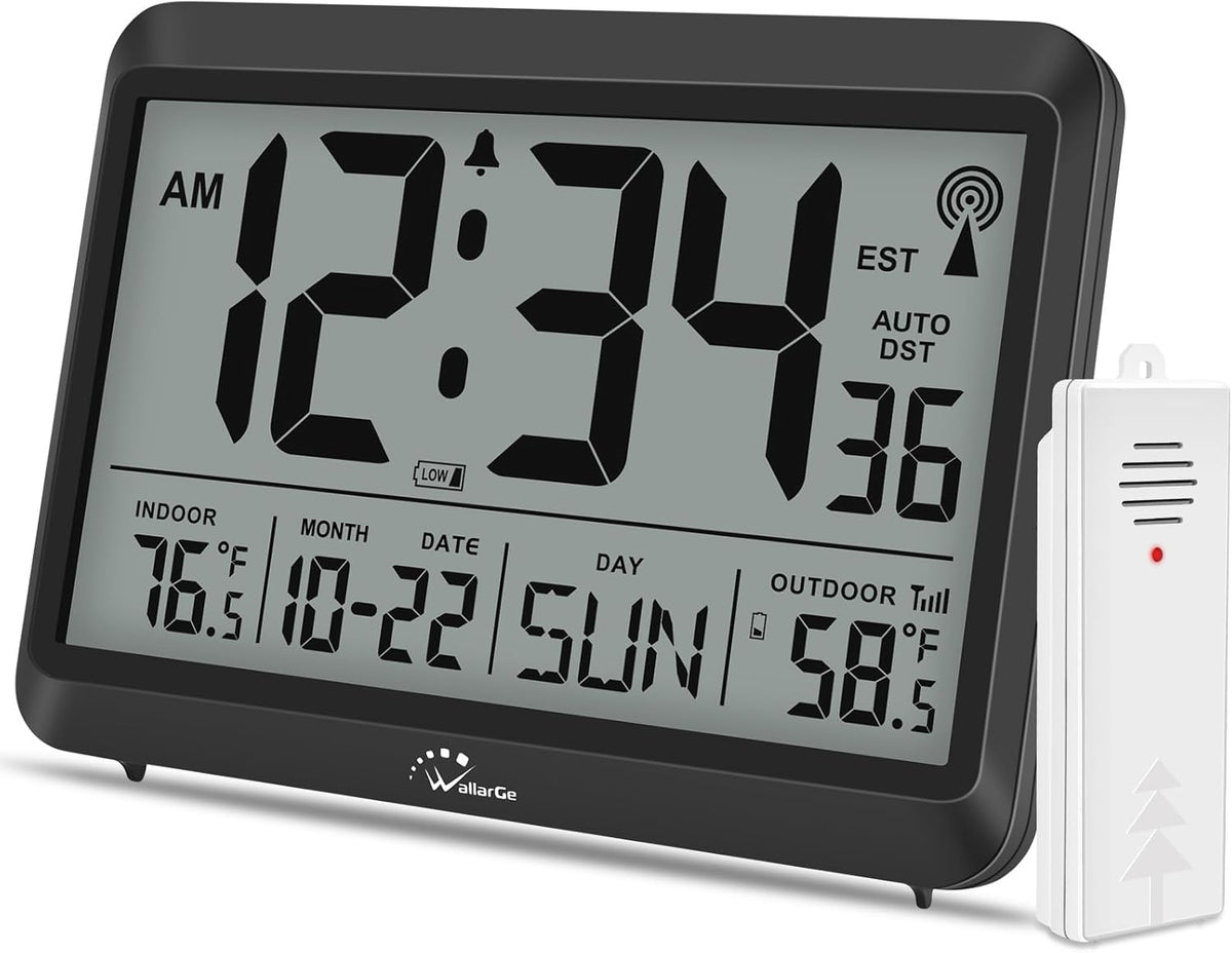 Atomic Clock 12.5 Inch Self-Setting Digital Wall Clock