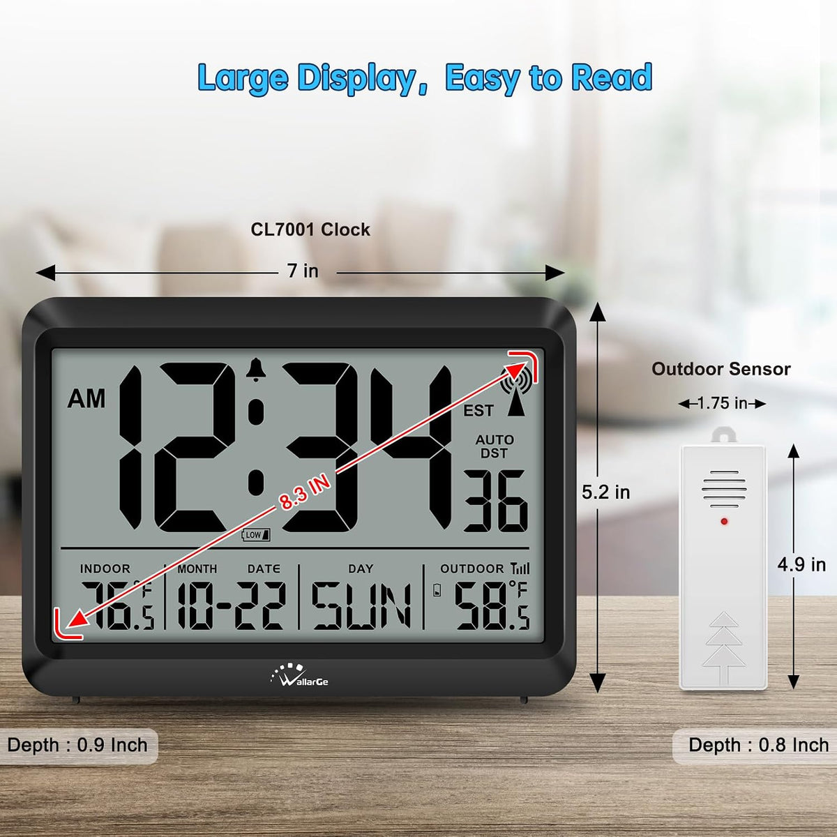 Atomic Clock 12.5 Inch Self-Setting Digital Wall Clock