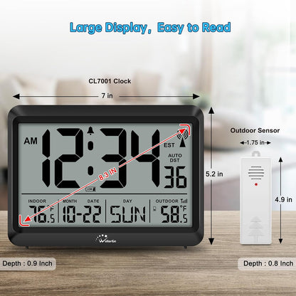 Atomic Clock 12.5 Inch Self-Setting Digital Wall Clock