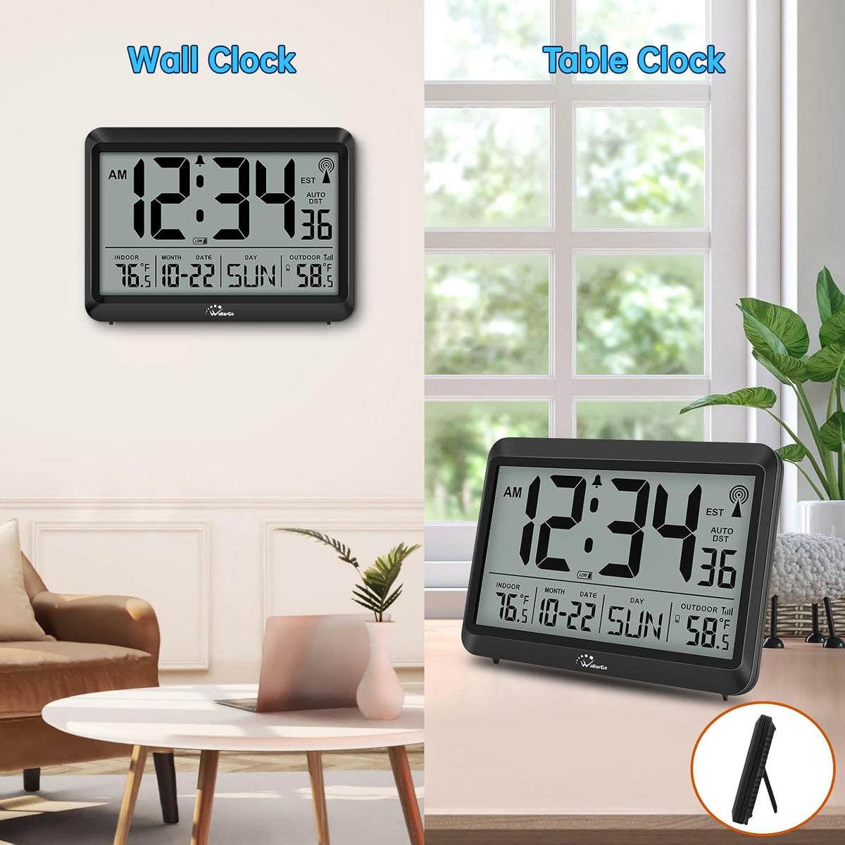 Atomic Clock 12.5 Inch Self-Setting Digital Wall Clock