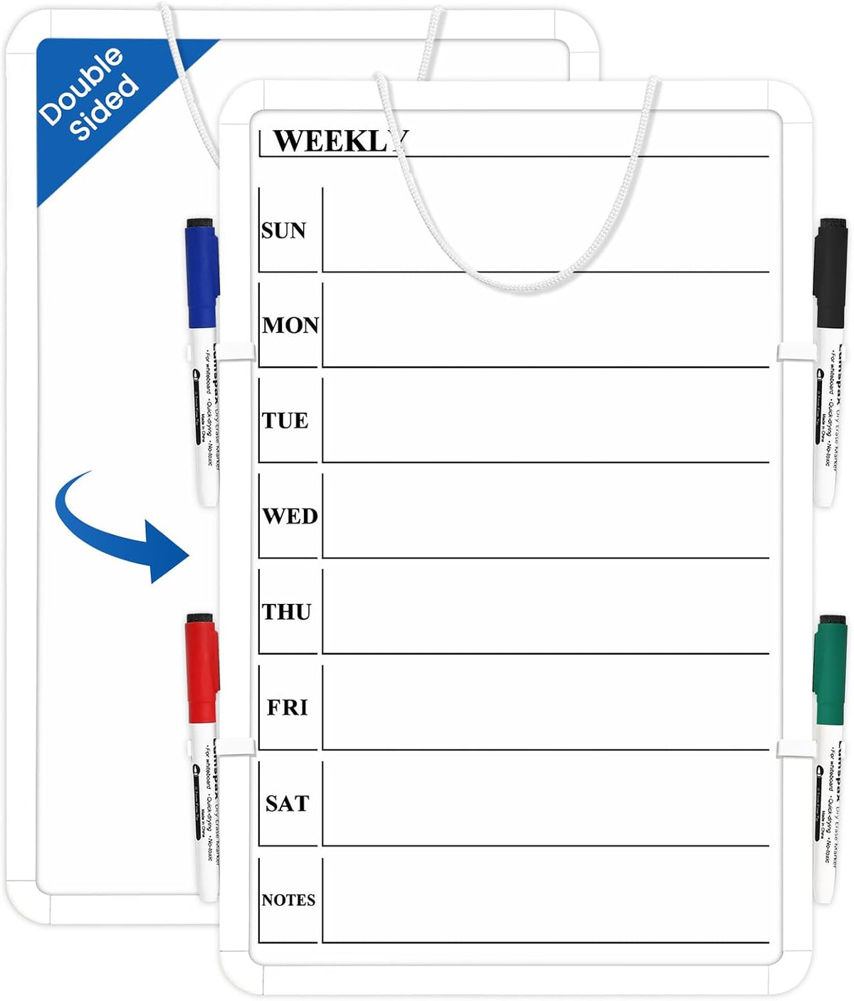 Weekly Whiteboard Calendar for Wall, Small 11" x 17" Planning Board with Plastic Frame, Hanging Dry Erase Calendar for Kitchen Planner, Home, Office
