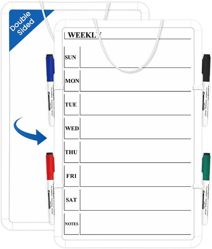 Weekly Whiteboard Calendar for Wall, Small 11" x 17" Planning Board with Plastic Frame, Hanging Dry Erase Calendar for Kitchen Planner, Home, Office