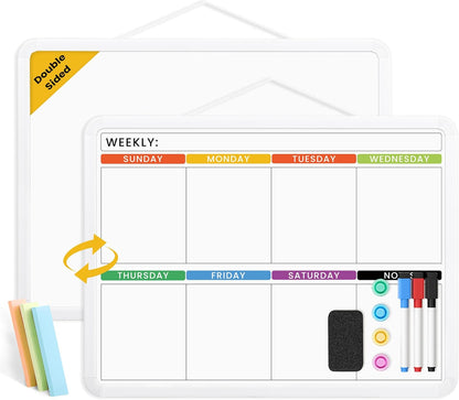 Weekly Whiteboard Calendar for Wall, Small 11" x 17" Planning Board with Plastic Frame, Hanging Dry Erase Calendar for Kitchen Planner, Home, Office