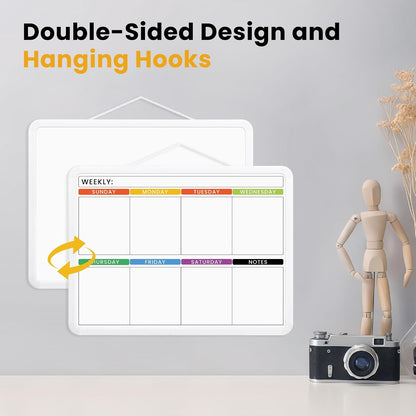 Weekly Whiteboard Calendar for Wall, Small 11" x 17" Planning Board with Plastic Frame, Hanging Dry Erase Calendar for Kitchen Planner, Home, Office