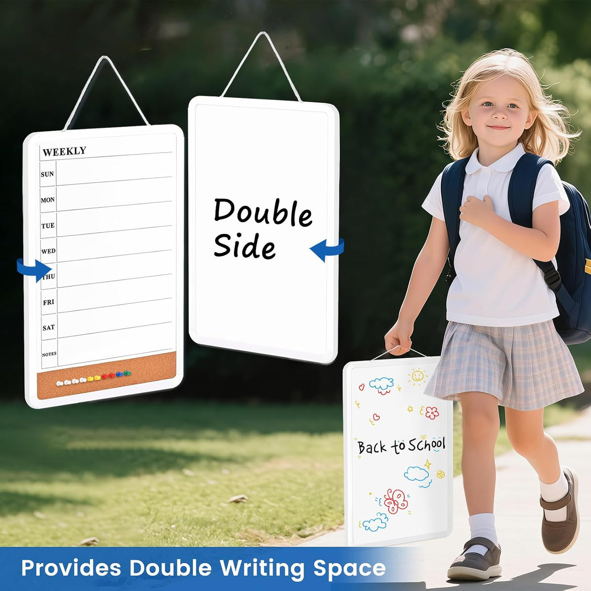 Weekly Whiteboard Calendar for Wall, Small 11" x 17" Planning Board with Plastic Frame, Hanging Dry Erase Calendar for Kitchen Planner, Home, Office
