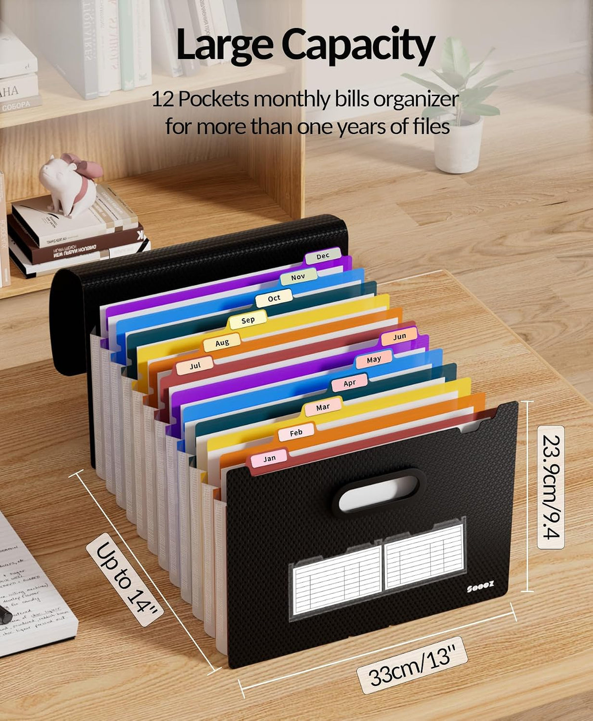 Accordion File Organizer, 13-Pocket Expanding File Folder Letter Size