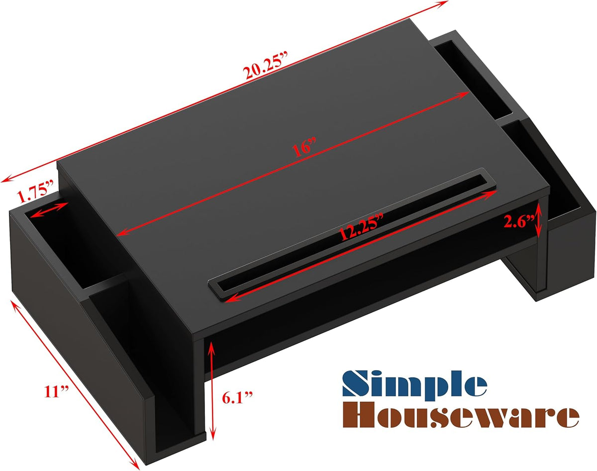 Desk Monitor Stand Riser w/ Adjustable Tray, Oak