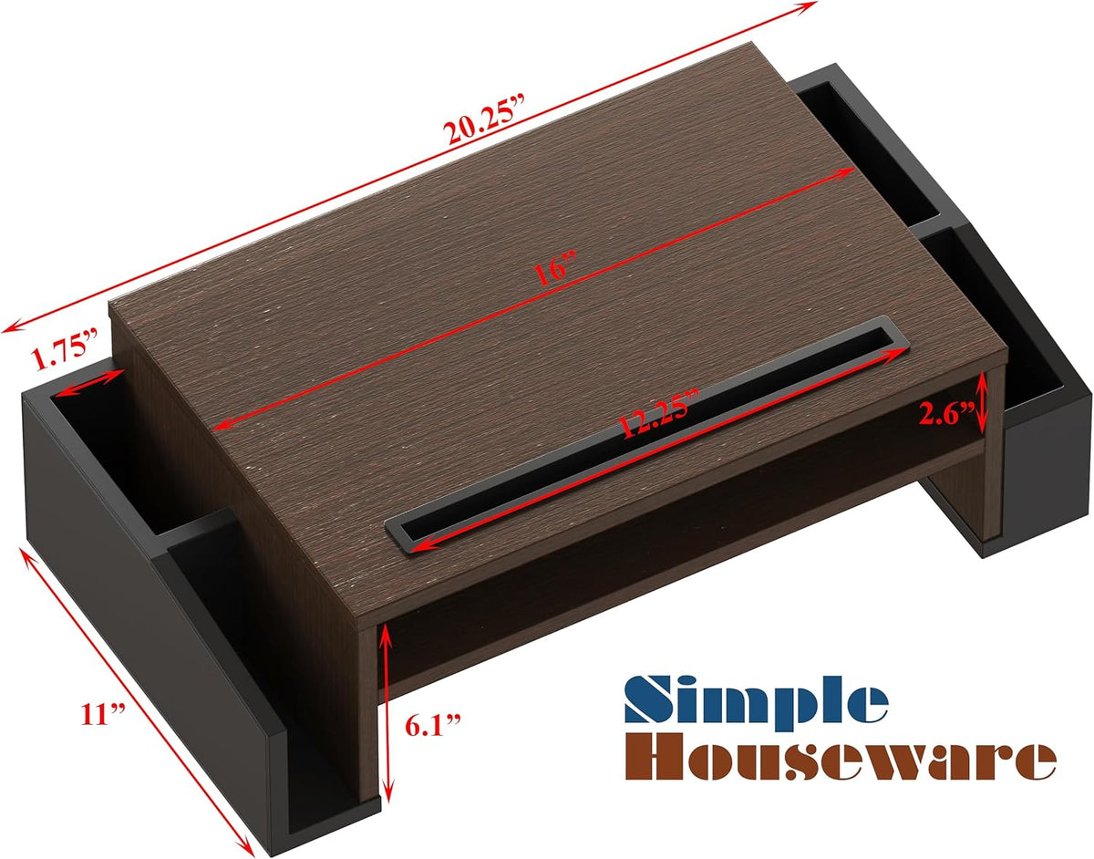 Desk Monitor Stand Riser w/ Adjustable Tray, Oak