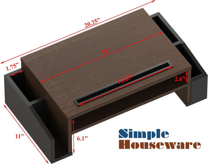 Desk Monitor Stand Riser w/ Adjustable Tray, Oak