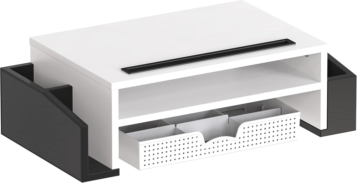 Desk Monitor Stand Riser w/ Adjustable Tray, Oak