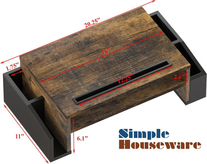 Desk Monitor Stand Riser w/ Adjustable Tray, Oak