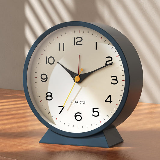 ® 4.5" Analog Alarm Clock, Small Retro Desk Clock and Table Clock