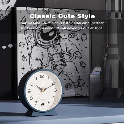 ® 4.5" Analog Alarm Clock, Small Retro Desk Clock and Table Clock
