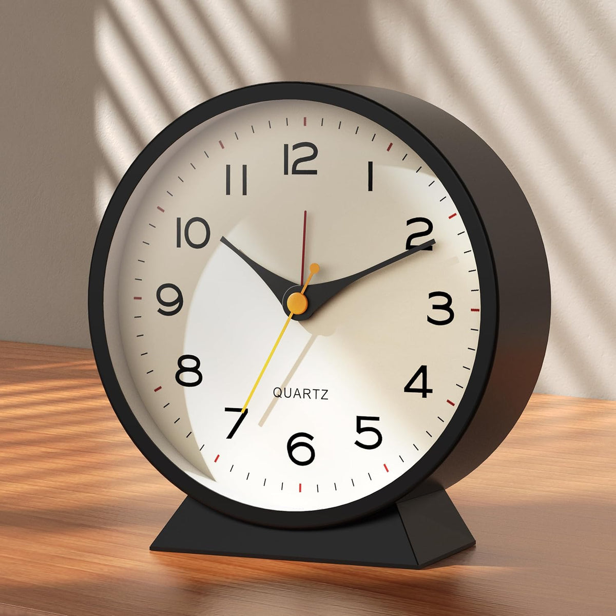 ® 4.5" Analog Alarm Clock, Small Retro Desk Clock and Table Clock