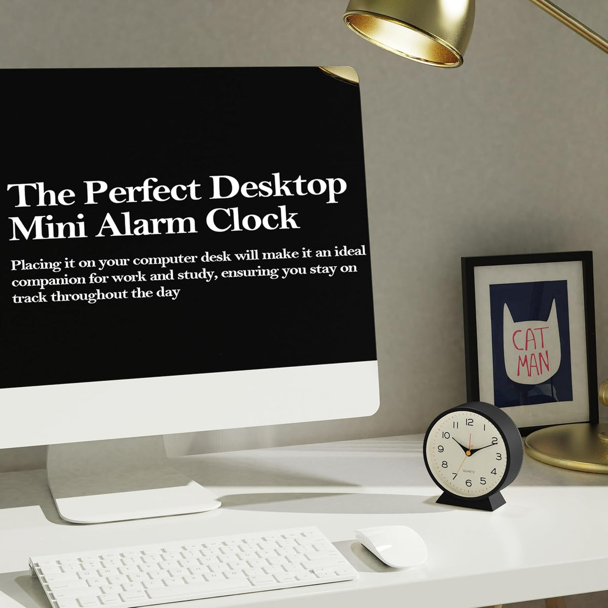 ® 4.5" Analog Alarm Clock, Small Retro Desk Clock and Table Clock
