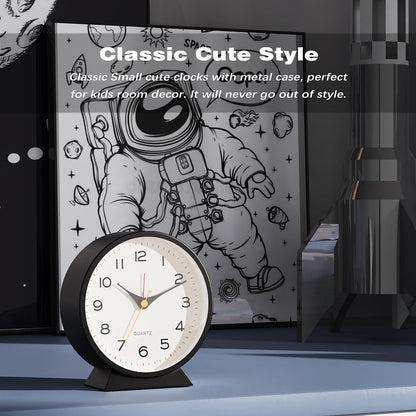 ® 4.5" Analog Alarm Clock, Small Retro Desk Clock and Table Clock