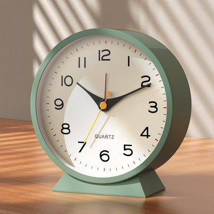® 4.5" Analog Alarm Clock, Small Retro Desk Clock and Table Clock