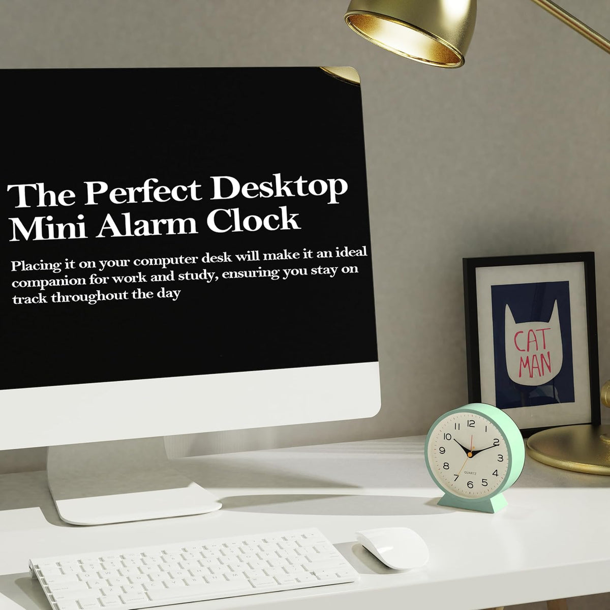 ® 4.5" Analog Alarm Clock, Small Retro Desk Clock and Table Clock