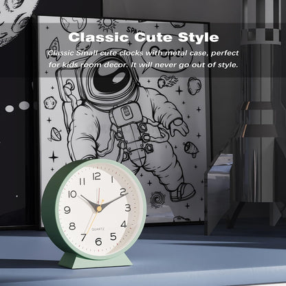 ® 4.5" Analog Alarm Clock, Small Retro Desk Clock and Table Clock