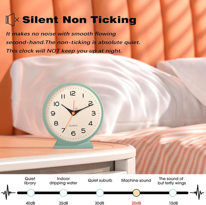 ® 4.5" Analog Alarm Clock, Small Retro Desk Clock and Table Clock