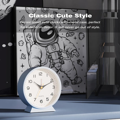 ® 4.5" Analog Alarm Clock, Small Retro Desk Clock and Table Clock