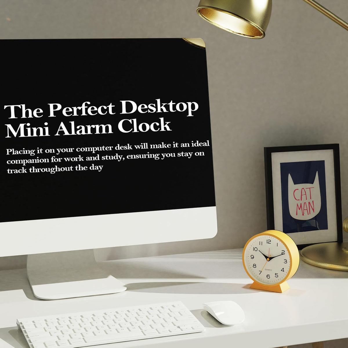 ® 4.5" Analog Alarm Clock, Small Retro Desk Clock and Table Clock