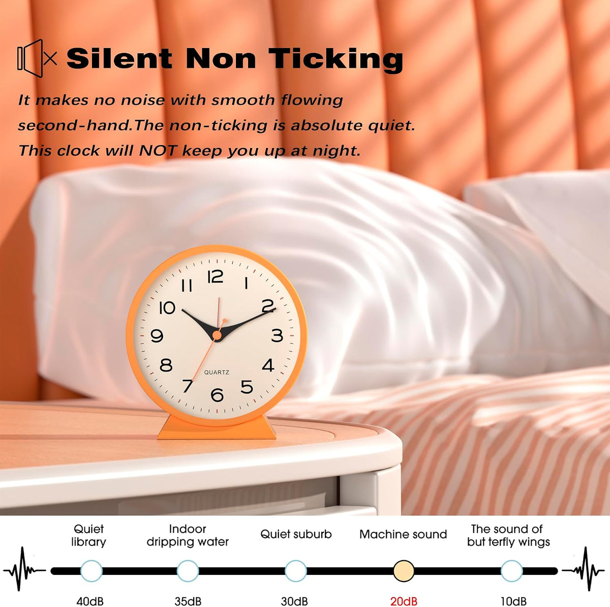 ® 4.5" Analog Alarm Clock, Small Retro Desk Clock and Table Clock