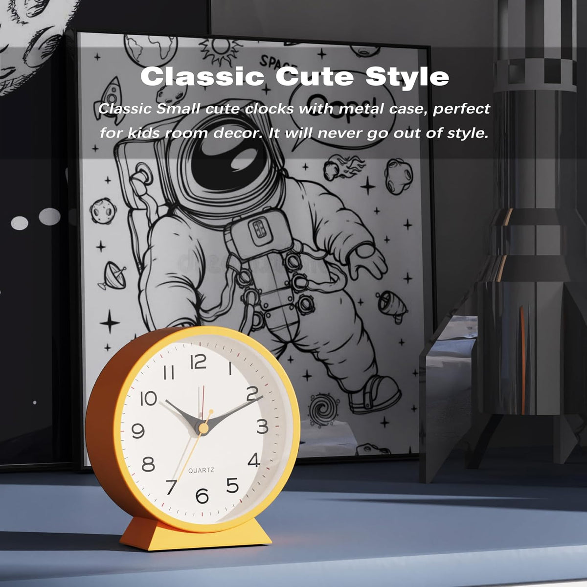 ® 4.5" Analog Alarm Clock, Small Retro Desk Clock and Table Clock
