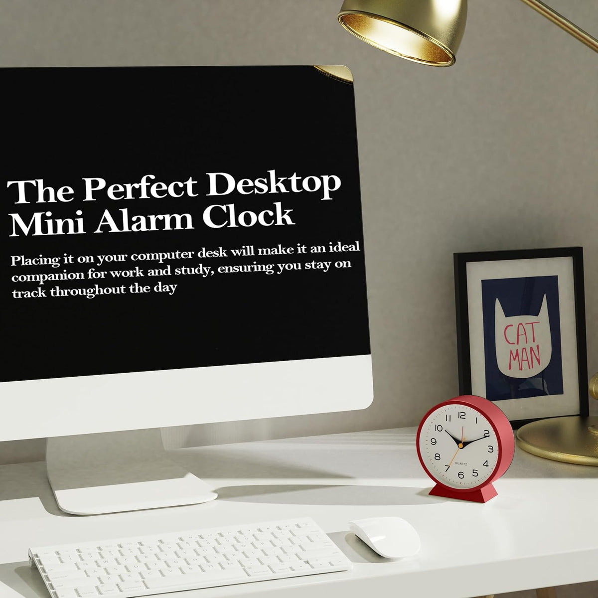 ® 4.5" Analog Alarm Clock, Small Retro Desk Clock and Table Clock